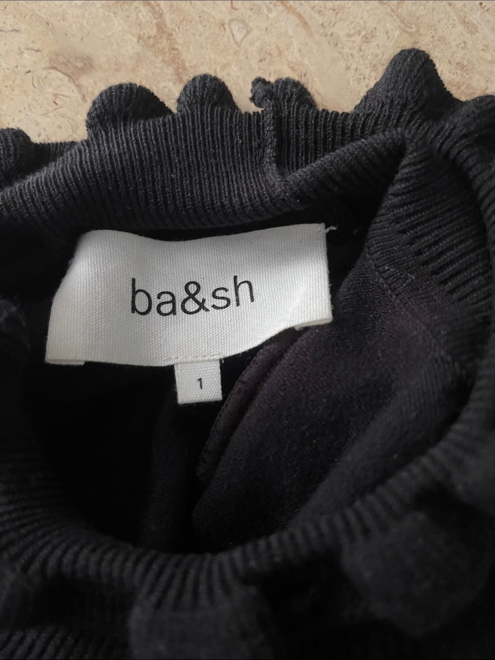 ba&sh Black Ruffle Mock-Neck Sweater - Picture 3 of 3